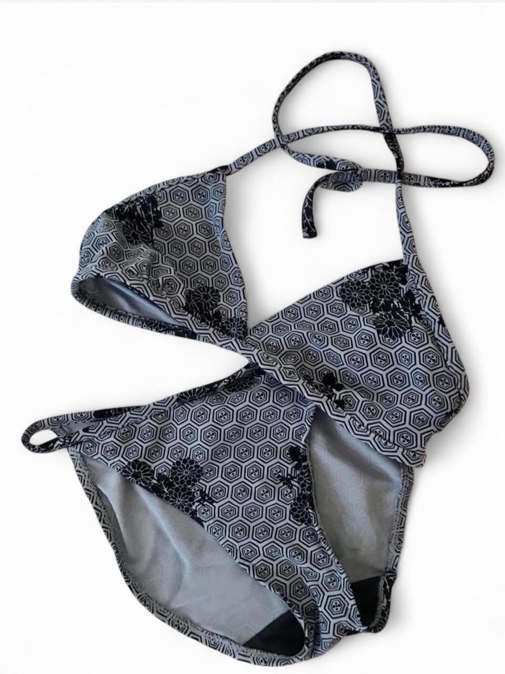 Old Navy Black and White Hexagon Print Bikini Sz S